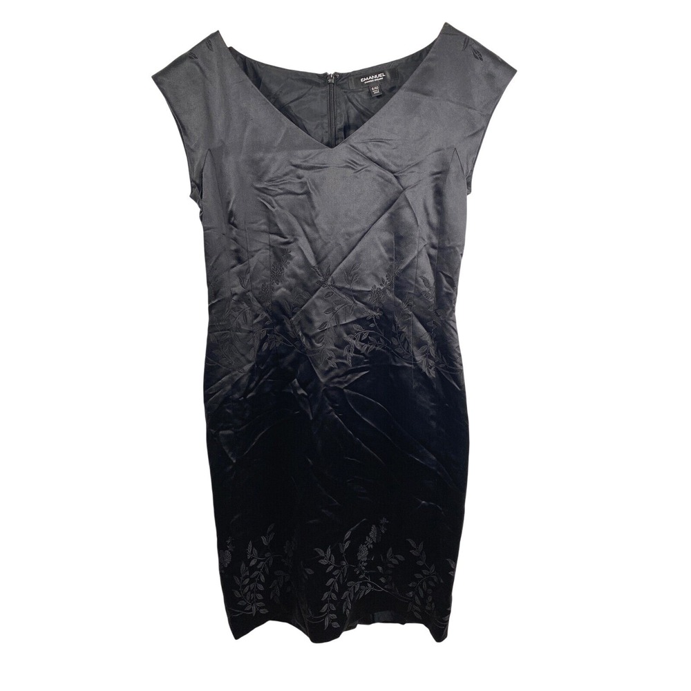 Emanuel Ungaro Womens Dark Floral 100% Silk Dress sz 6‎ Black